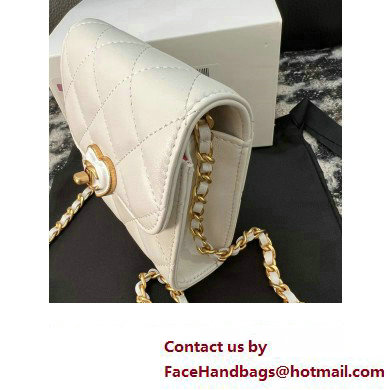 Chanel Clutch with Chain in Lambskin AP3291 white 2023