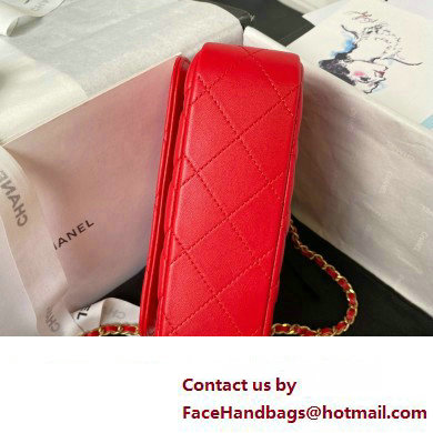 Chanel Clutch with Chain in Lambskin AP3485 RED 2023