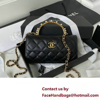 Chanel Clutch with Chain in Lambskin and Imitation Pearls AP3512 BLACK 2023