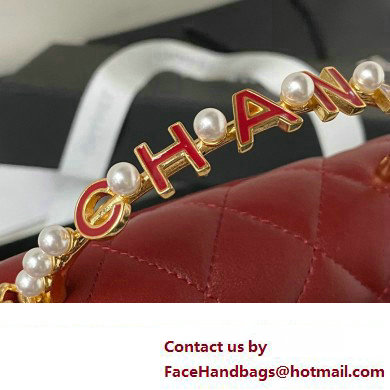 Chanel Clutch with Chain in Lambskin and Imitation Pearls AP3512 BURGUNDY 2023