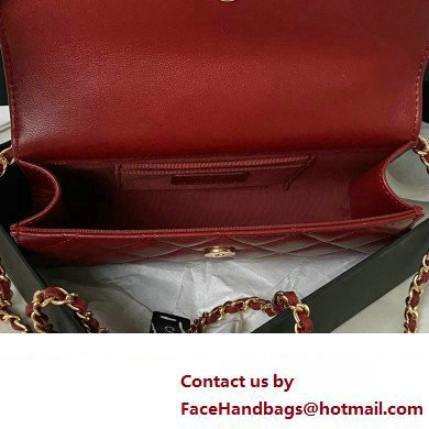 Chanel Clutch with Chain in Lambskin and Imitation Pearls AP3512 BURGUNDY 2023