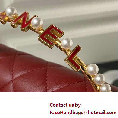 Chanel Clutch with Chain in Lambskin and Imitation Pearls AP3512 BURGUNDY 2023