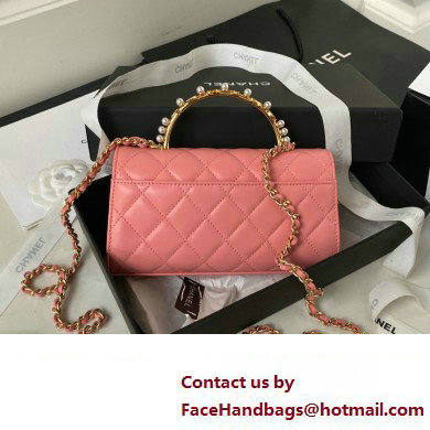 Chanel Clutch with Chain in Lambskin and Imitation Pearls AP3512 PINK 2023