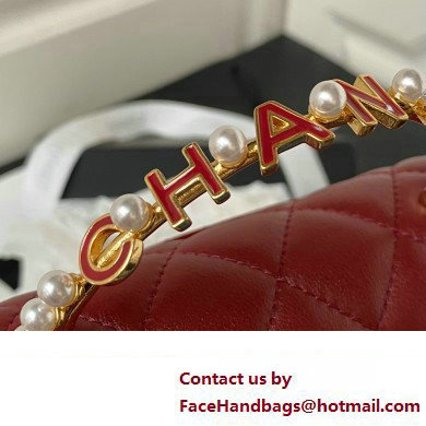 Chanel Clutch with Chain in Lambskin and Imitation Pearls AP3513 BURGUNDY 2023