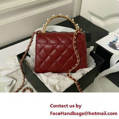 Chanel Clutch with Chain in Lambskin and Imitation Pearls AP3513 BURGUNDY 2023