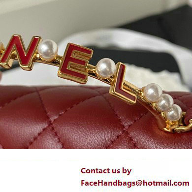 Chanel Clutch with Chain in Lambskin and Imitation Pearls AP3513 BURGUNDY 2023