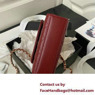 Chanel Clutch with Chain in Lambskin and Imitation Pearls AP3513 BURGUNDY 2023