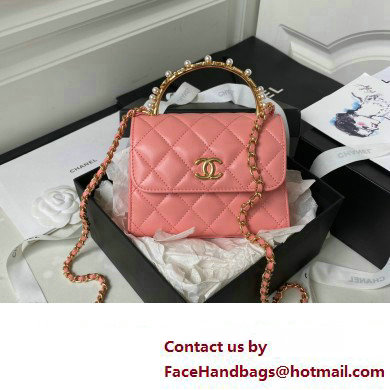 Chanel Clutch with Chain in Lambskin and Imitation Pearls AP3513 PINK 2023