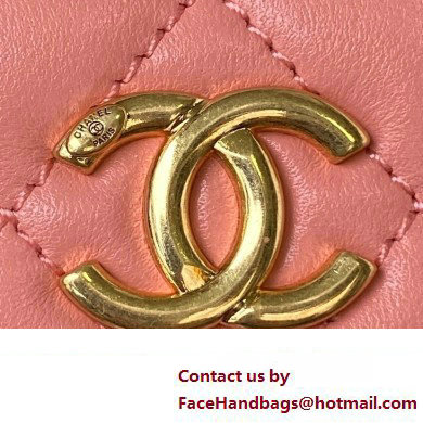 Chanel Clutch with Chain in Lambskin and Imitation Pearls AP3513 PINK 2023