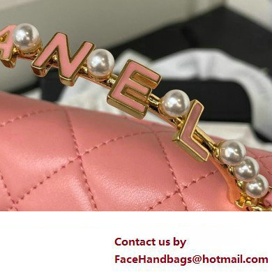 Chanel Clutch with Chain in Lambskin and Imitation Pearls AP3513 PINK 2023