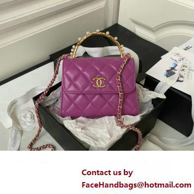 Chanel Clutch with Chain in Lambskin and Imitation Pearls AP3513 PURPLE 2023