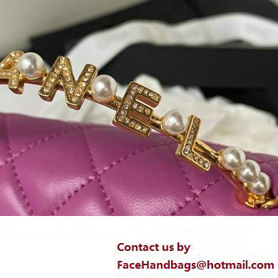 Chanel Clutch with Chain in Lambskin and Imitation Pearls AP3513 PURPLE 2023