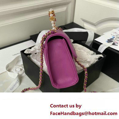 Chanel Clutch with Chain in Lambskin and Imitation Pearls AP3513 PURPLE 2023