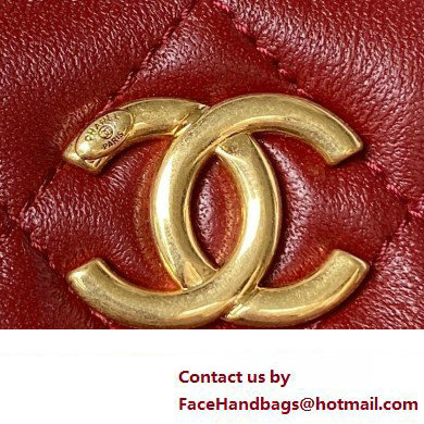 Chanel Clutch with Chain in Lambskin and Imitation Pearls AP3515 BURGUNDY 2023