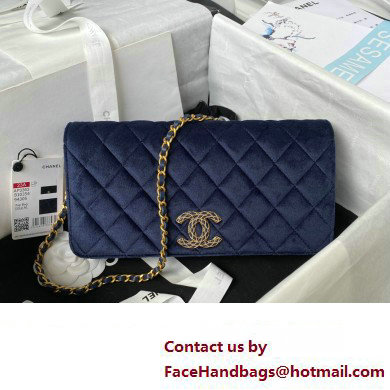 Chanel Clutch with Chain in VELVET AP3363 navy 2023