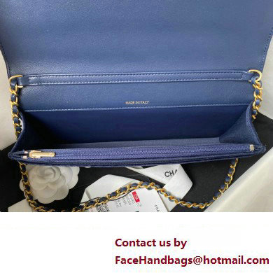 Chanel Clutch with Chain in VELVET AP3363 navy 2023