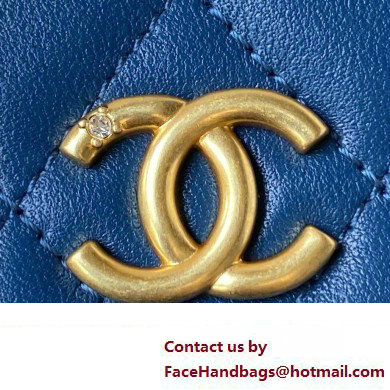 Chanel Flap Phone Holder with Chain in Lambskin AP3426 blue 2023