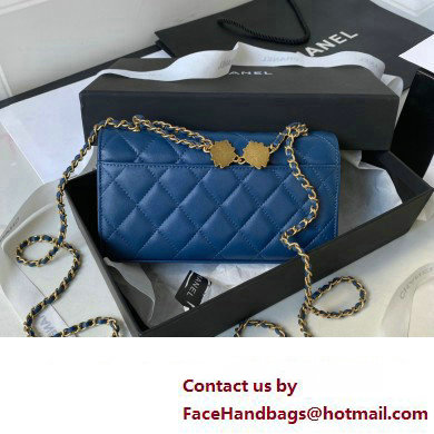 Chanel Flap Phone Holder with Chain in Lambskin AP3426 blue 2023