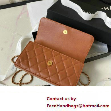 Chanel Flap Phone Holder with Chain in Lambskin AP3426 brown 2023