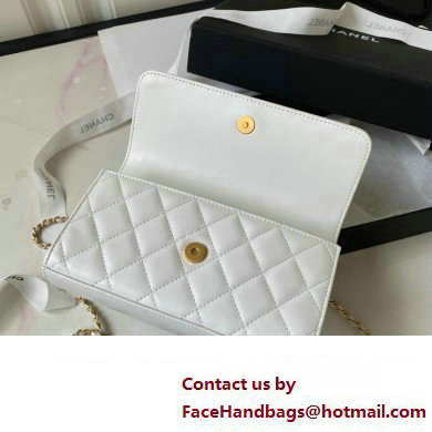 Chanel Flap Phone Holder with Chain in Lambskin AP3426 white 2023