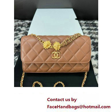 Chanel Flap Phone Holder with Chain in Lambskin tan AP3426 2023