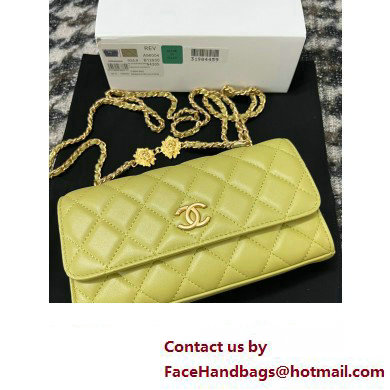 Chanel Flap Phone Holder with Chain in Lambskin yellow AP3426 2023