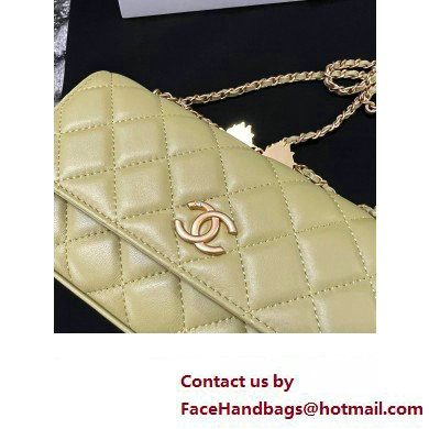 Chanel Flap Phone Holder with Chain in Lambskin yellow AP3426 2023