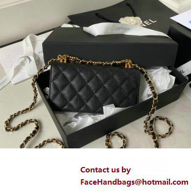 Chanel Grained Calfskin Wallet On Chain WOC Bag AP3021 Black 2023