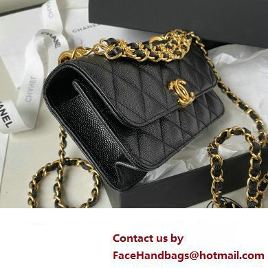 Chanel Grained Calfskin Wallet On Chain WOC Bag AP3021 Black 2023