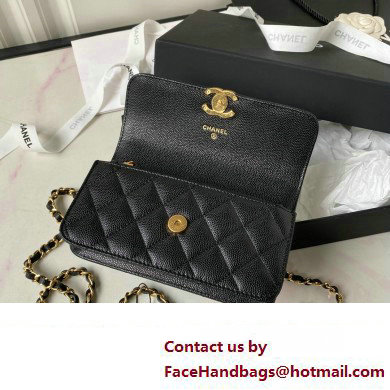 Chanel Grained Calfskin Wallet On Chain WOC Bag AP3021 Black 2023