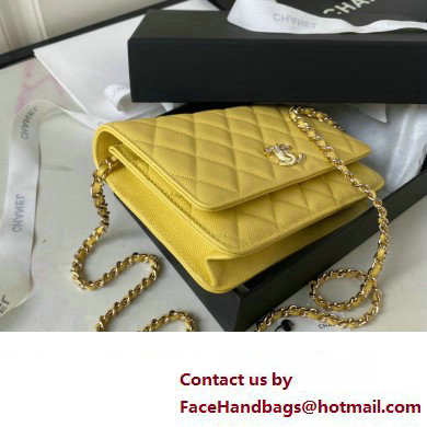 Chanel Grained Calfskin Wallet On Chain WOC Bag AP3336 Yellow 2023