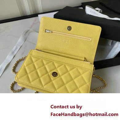 Chanel Grained Calfskin Wallet On Chain WOC Bag AP3336 Yellow 2023