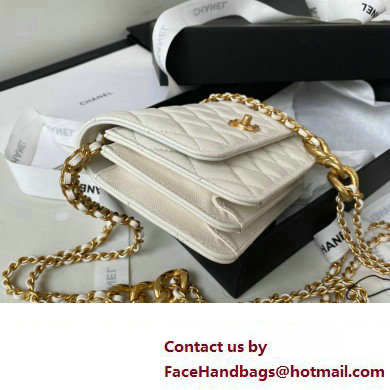 Chanel Grained Calfskin Wallet On Chain WOC Bag AP3368 White 2023