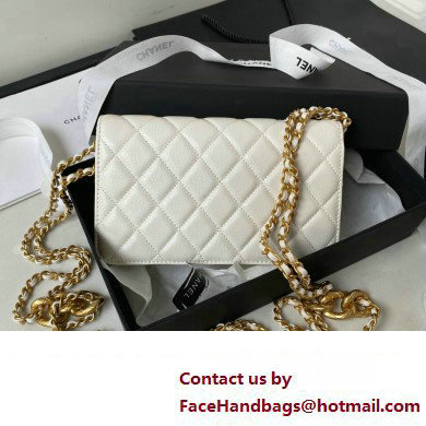 Chanel Grained Calfskin Wallet On Chain WOC Bag AP3368 White 2023