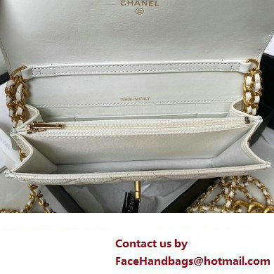 Chanel Grained Calfskin Wallet On Chain WOC Bag AP3368 White 2023