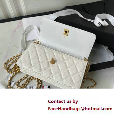 Chanel Grained Calfskin Wallet On Chain WOC Bag AP3368 White 2023