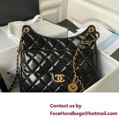 Chanel Hobo Handbag in Shiny Crumpled Lambskin AS4322 BLACK 2023