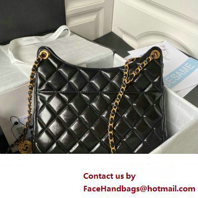 Chanel Hobo Handbag in Shiny Crumpled Lambskin AS4322 BLACK 2023