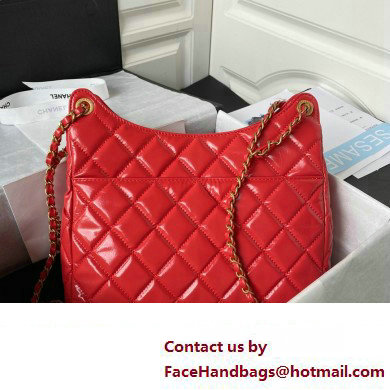 Chanel Hobo Handbag in Shiny Crumpled Lambskin AS4322 RED 2023