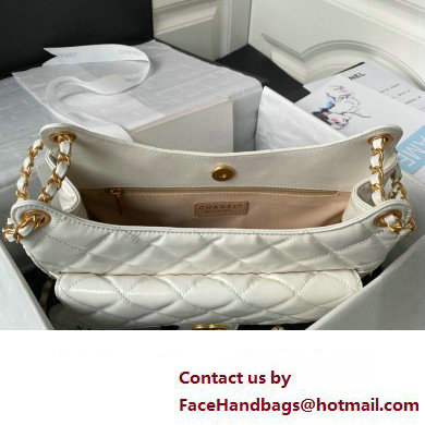 Chanel Hobo Handbag in Shiny Crumpled Lambskin AS4322 WHITE 2023