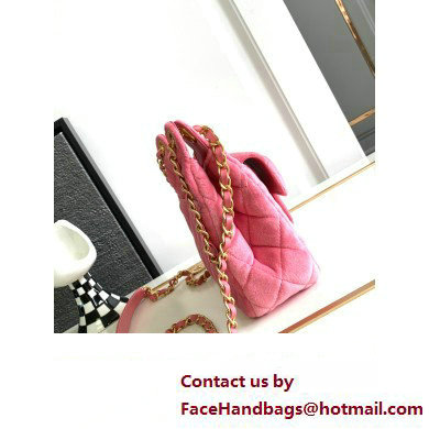 Chanel Hobo Handbag in VELVET AS4322 PINK 2023