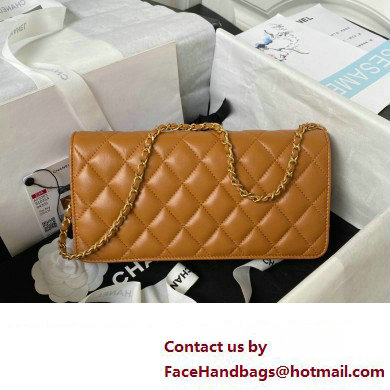 Chanel Lambskin Clutch with Chain Bag AP3363 Brown 2023