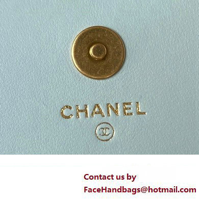 Chanel Lambskin Clutch with Chain Bag AP3363 Cyan 2023