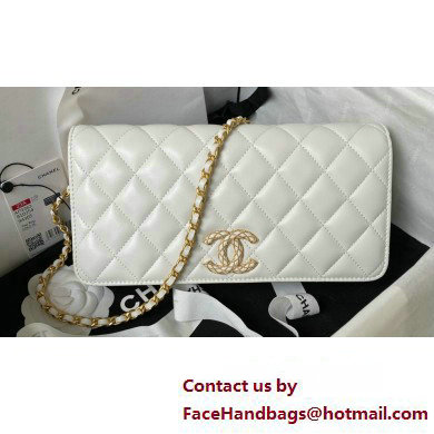 Chanel Lambskin Clutch with Chain Bag AP3363 White 2023