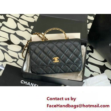 Chanel Lambskin Flap Bag Black with Top Handle AS4232 2023