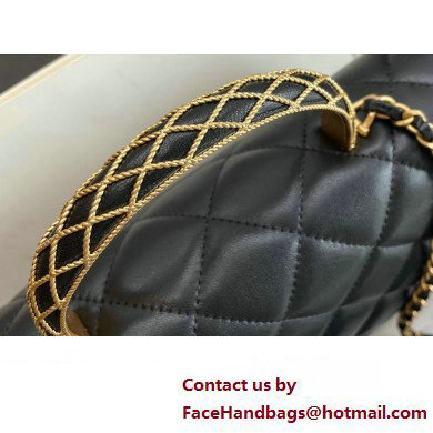 Chanel Lambskin Flap Bag Black with Top Handle AS4232 2023