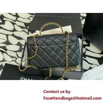 Chanel Lambskin Flap Bag Black with Top Handle AS4232 2023