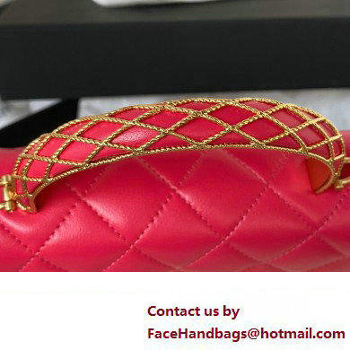 Chanel Lambskin Phone Holder with Chain Bag FUCHSIA with Top Handle AP3385 2023