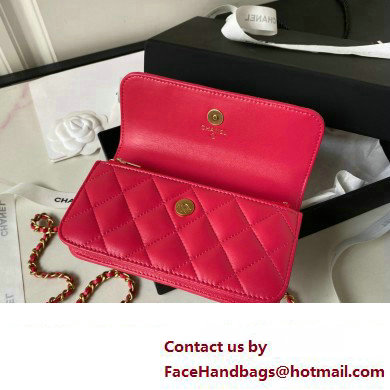 Chanel Lambskin Phone Holder with Chain Bag FUCHSIA with Top Handle AP3385 2023