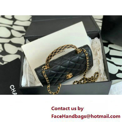 Chanel Lambskin Wallet On Chain Bag Black with Top Handle 2023